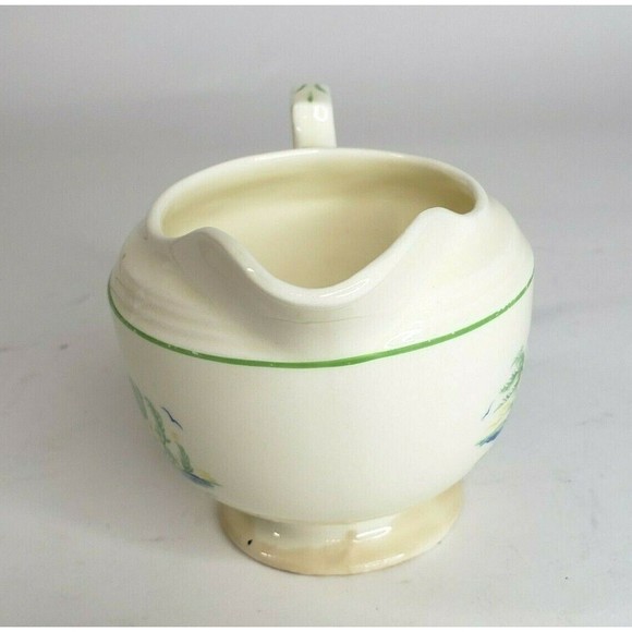 Vtg Steubenville "Sandra" Creamer USA Sailboat Palm Trees Art Deco Coastal Beach - Picture 3 of 6